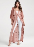 Venus Mesh And Lace Kimono in Rose Venus Mesh And Lace Kimono in Rose