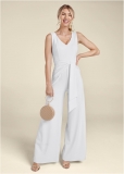 Venus Plus Size Wide Leg Jumpsuit in White Venus Plus Size Wide Leg Jumpsuit in White