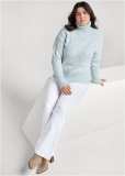 Venus Plus Size Diamond Cable Turtleneck Sweater in Light Blue Venus Plus Size Diamond Cable Turtleneck Sweater in Light Blue
