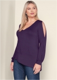 Venus Plus Size V-Neck Cold-Shoulder Top Venus Plus Size V-Neck Cold-Shoulder Top