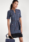 Venus Plus Size Belted Tweed Dress Venus Plus Size Belted Tweed Dress