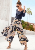 Venus Navy Multi PRINTED FLOWY PANTS Venus Navy Multi PRINTED FLOWY PANTS