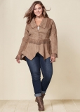 Venus Faux-Suede And Lace Jacket in Tan Venus Faux-Suede And Lace Jacket in Tan