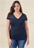 Venus Plus Size Lace Detail Tee Venus Plus Size Lace Detail Tee