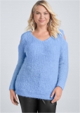 Venus Plus Size Cutout Eyelash Sweater in Light Blue Venus Plus Size Cutout Eyelash Sweater in Light Blue