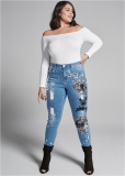 Venus Medium Wash FLORAL APPLIQUE SKINNY JEANS Venus Medium Wash FLORAL APPLIQUE SKINNY JEANS