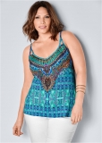 Venus Plus Size Embellished Print Tank Top Venus Plus Size Embellished Print Tank Top