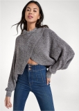 Venus Plus Size Crisscross Drop Shoulder Sweater in Dark Grey Multi Venus Plus Size Crisscross Drop Shoulder Sweater in Dark Grey Multi