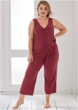 Venus Heathered Burgundy CAPRI PAJAMA SET Venus Heathered Burgundy CAPRI PAJAMA SET