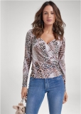 Venus Plus Size Animal Print Ruched Top Venus Plus Size Animal Print Ruched Top