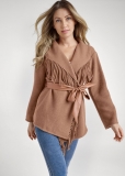 Venus Belted Fringe Lightweight Coat in Camel Venus Belted Fringe Lightweight Coat in Camel