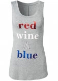 Venus Plus Size Red Wine And Blue Lounge Tank Top in Heather Grey Venus Plus Size Red Wine And Blue Lounge Tank Top in Heather Grey