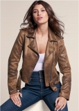 Venus Distressed Moto Jacket in Brown Venus Distressed Moto Jacket in Brown