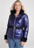 Venus Faux-Fur Trim Puffer Jacket in Blue Venus Faux-Fur Trim Puffer Jacket in Blue