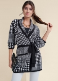 Venus Plus Size Houndstooth Wrap Cardigan in Black & White Venus Plus Size Houndstooth Wrap Cardigan in Black & White