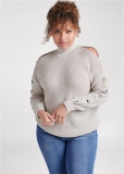 Venus Plus Size Cold-Shoulder Sweater in Cream Venus Plus Size Cold-Shoulder Sweater in Cream