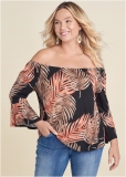 Venus Plus Size Off-The-Shoulder Floral Top Venus Plus Size Off-The-Shoulder Floral Top