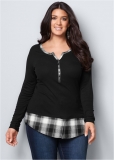 Venus Plus Size Ribbed Henley Top Venus Plus Size Ribbed Henley Top