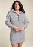 Venus Heather Grey ZIP FRONT SWEATER DRESS Venus Heather Grey ZIP FRONT SWEATER DRESS
