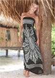 Venus Bandeau Maxi Dress Cover-Up in Black & White Venus Bandeau Maxi Dress Cover-Up in Black & White