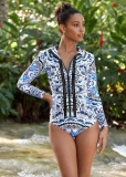 Venus Zip Front Rash Guard in Calypso Bloom Venus Zip Front Rash Guard in Calypso Bloom